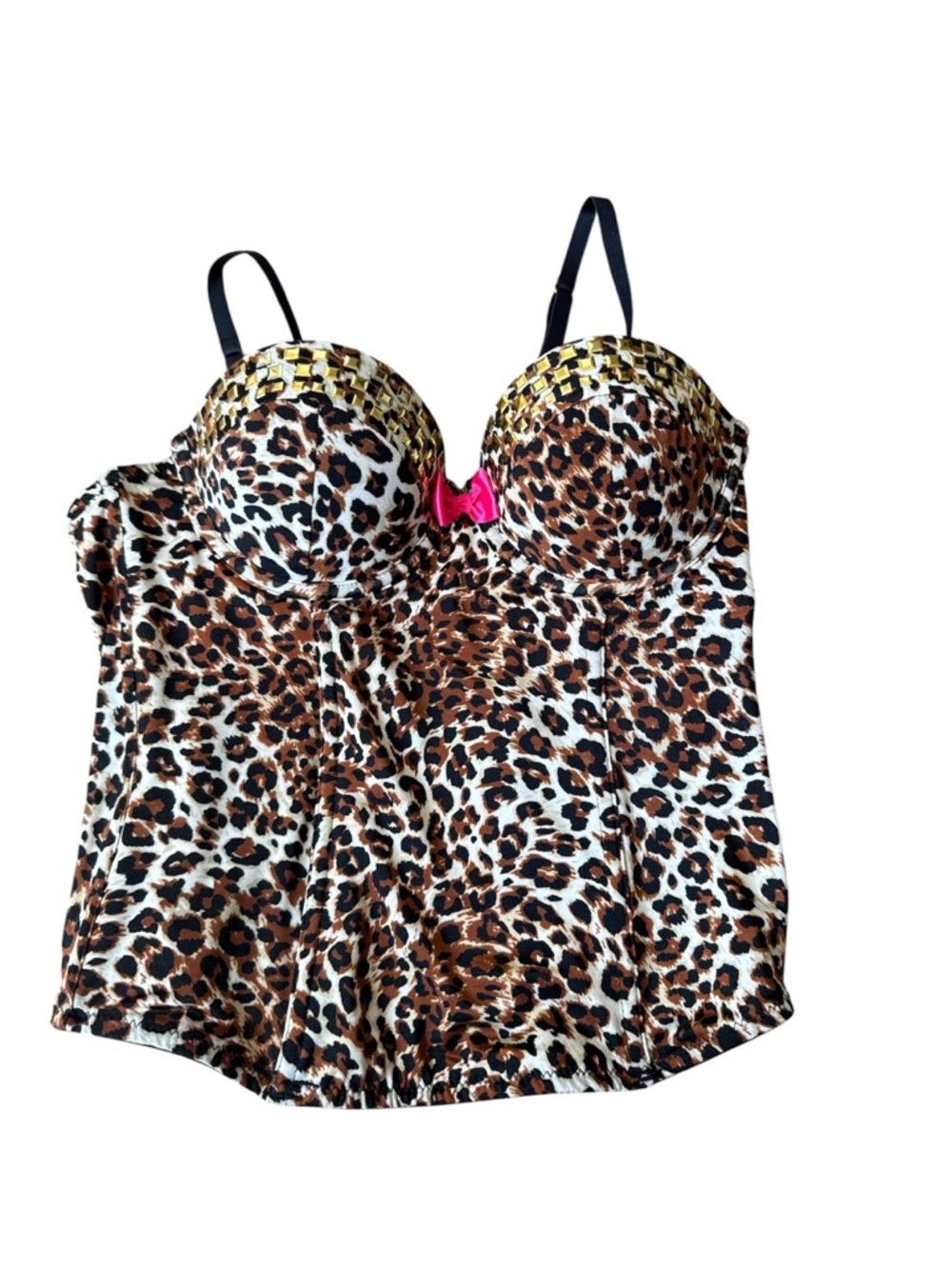 Y2K leopard print corset top with gold studs size small